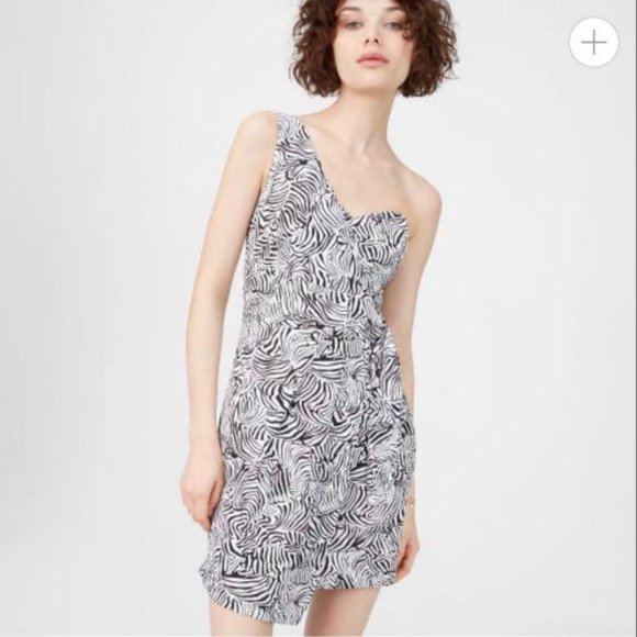 Club Monaco Zebra Print One Shoulder Wrap Dress - Picture 1 of 5